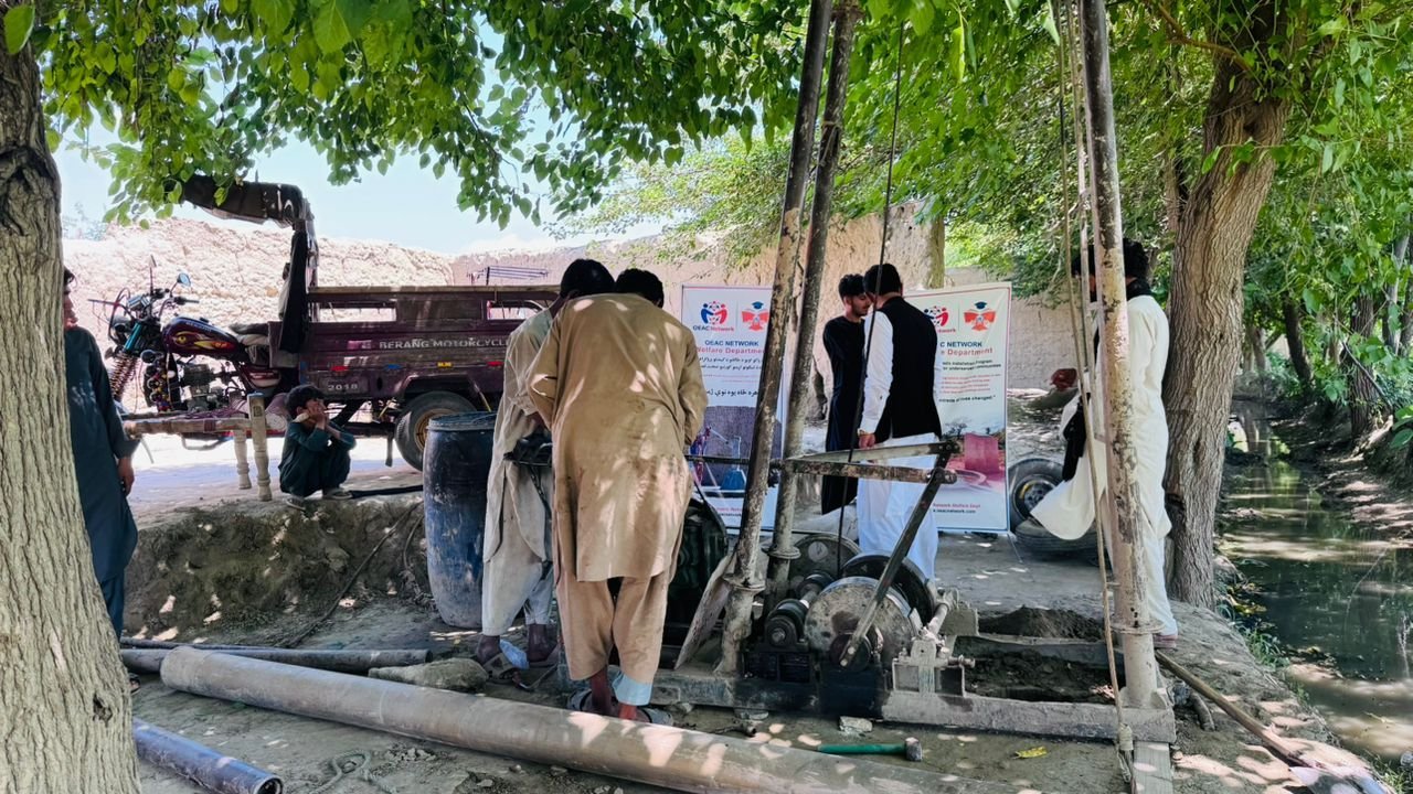 Borehole drilling in progress